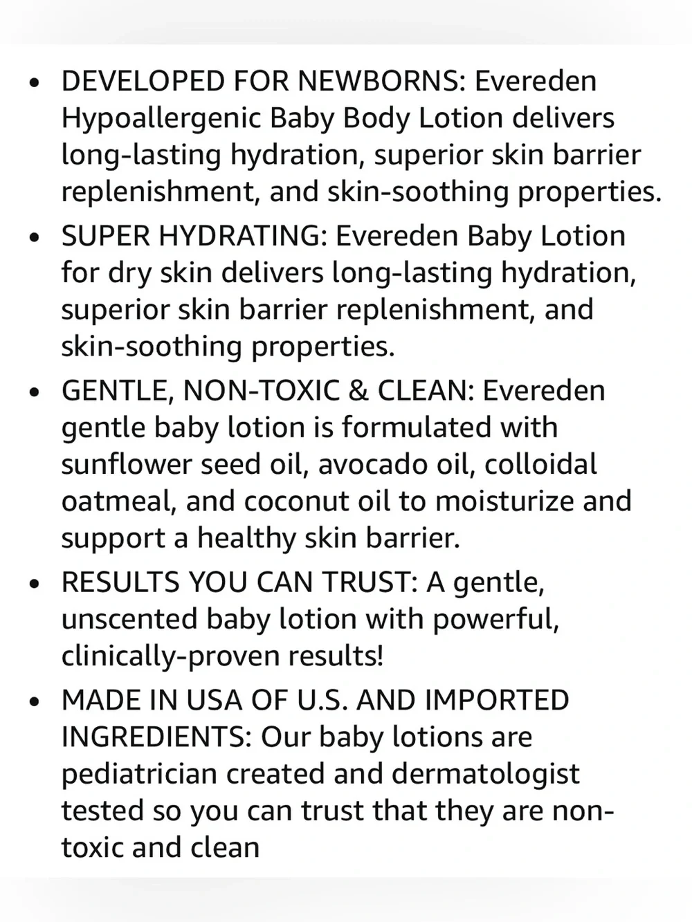 Evereden Moisturizing Baby Lotion Clean & Gentle Baby Care Non-toxic & Fragrance